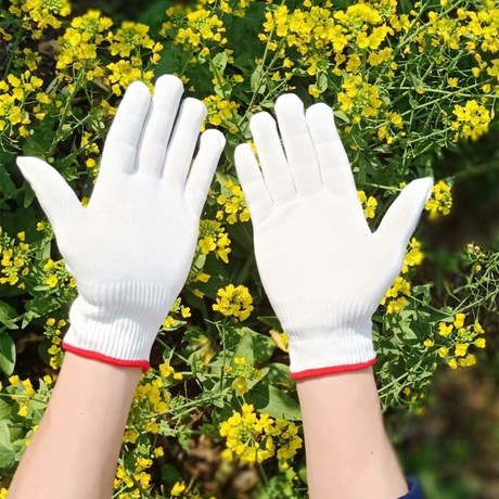 一级防割手套男女白色尼龙加厚耐磨劳保劳动防护园艺表演手套亲子