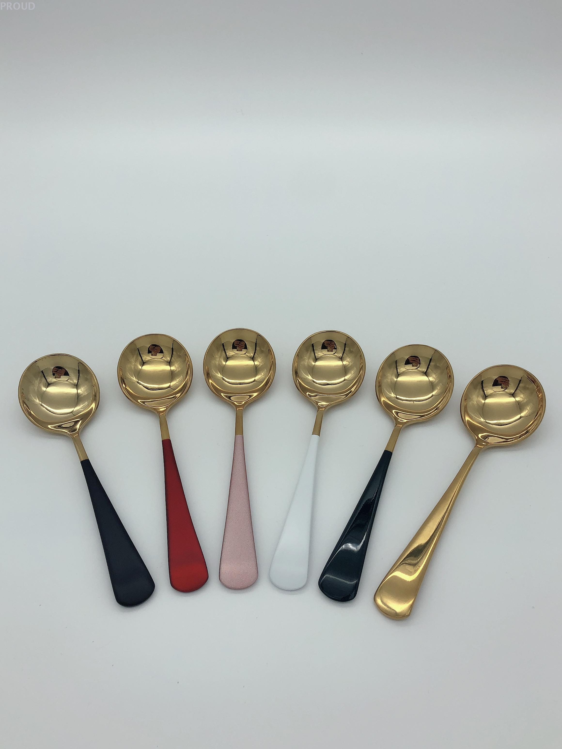 网红勺304不锈钢圆头勺韩式勺小汤勺搅拌勺