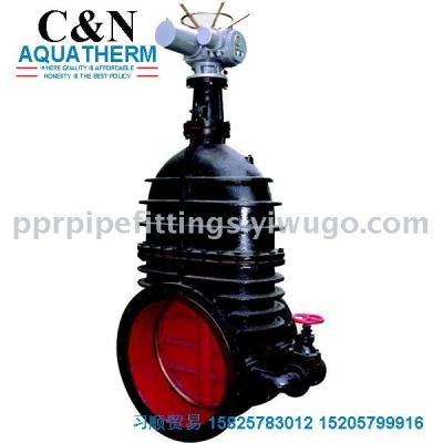 Electric splicing knife type gate valve