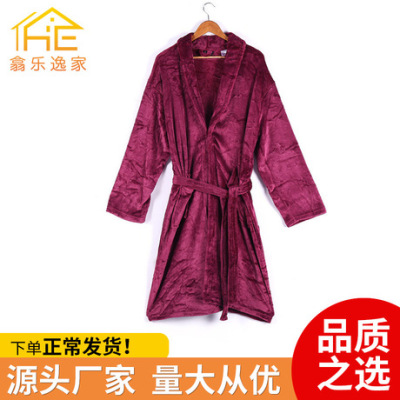 19. New thickened polyester home wear soft and comfortable long style bathrobe fashion casual lacing home dressing drug