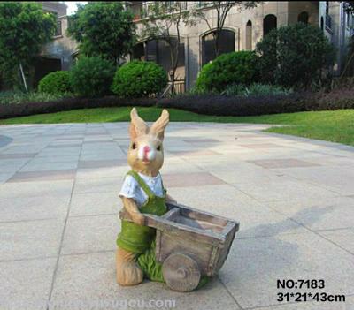 Rabbit cart planter resin crafts