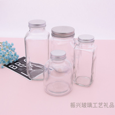 Aluminum Lid Small Glass Bottle Aluminum Lid Cold Tea Glass Bottle Juice Bottle Straight Coffee Bottle