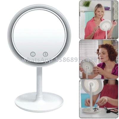 Slingifts Three-In-One Fan Led Lamp Desktop Sweat-Free Makeup Beauty Breeze Mirror Lighted Mirror With Fan 5X Mag