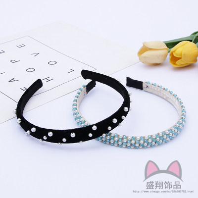 Instafamous Hairband Female Adult Korean Simple Wide Hair Fixer Cute Fashion Pearl Hairpin Head Accessories Headband