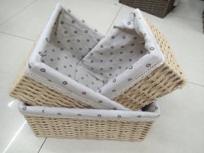 Handmade Woven Paper Wiring Sleeve Three Storage Basket