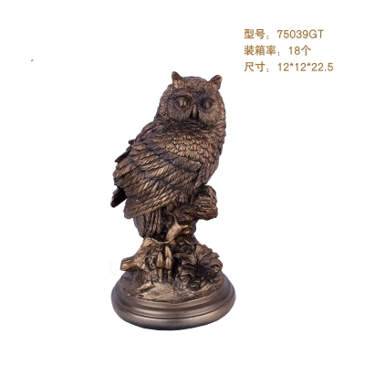 Creative Resin Bronze Small Owl Decoration Office Study Home Decoration Technology Gift Decoration