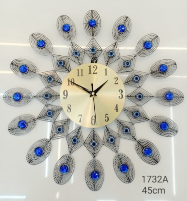 Amazon Cross-Border Foreign Trade Wholesale Wrought Iron Metal Wall Clock Watch Glass Clock Dial Home Quartz Clock Antique Copper Antique Silver