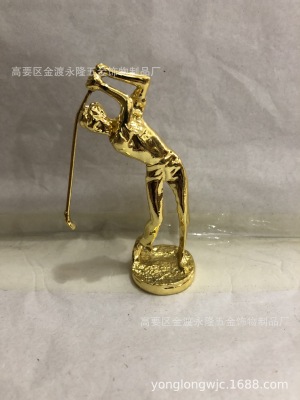 The alloy golf trophy is decorated with crystal accessories
