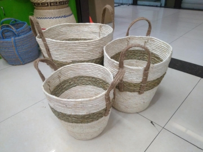 Hand-Woven Corn Leaf Storage Basket