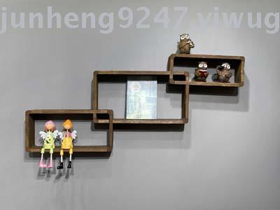 Solid wood long set of three socket fire roasted brown solid wood creative wall rack new Chinese rack CQ1213