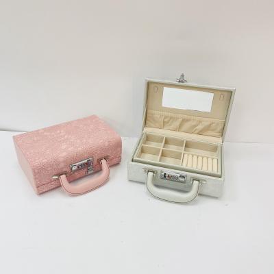 Jewelry box with lock high-capacity portable retro earrings ring necklace jewelry jewelry high-end storage box
