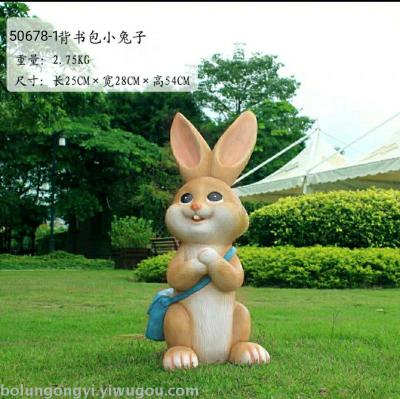 Knapsack rabbit resin handicraft arrangement