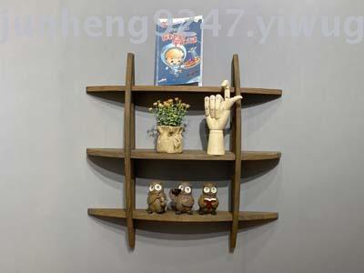 Real wood 3 horizontal 3 vertical fire roast brown real wood new Chinese style wall rack wall rack CQ8026