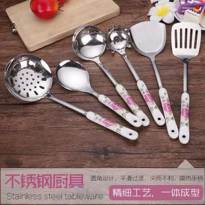 Wholesale ceramic handle stainless steel kitchenware set stainless steel cooking six kitchenware