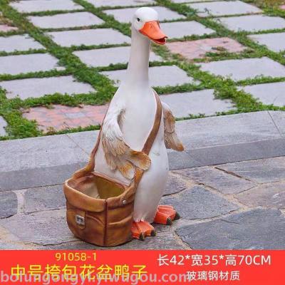 Knapsack duck flowerpot resin handicraft arrangement
