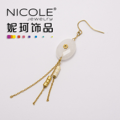 New Pure White Natural Stone Japanese Imported Glass Beads Antique Beads Earrings Handmade Woven Earrings