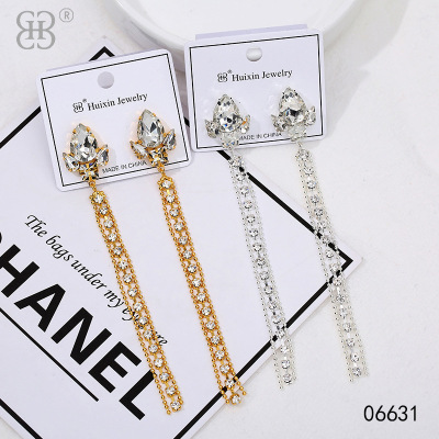 set water diamond temperament goddess light luxury pendants simple long style tassel head accessories wholesale