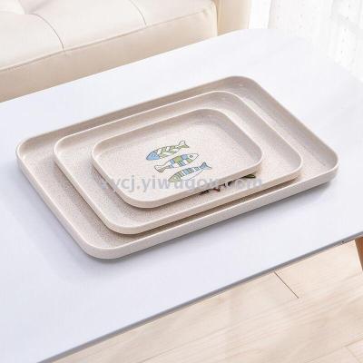 Creative Japanese wheat straw environmentally friendly square plate snack tray