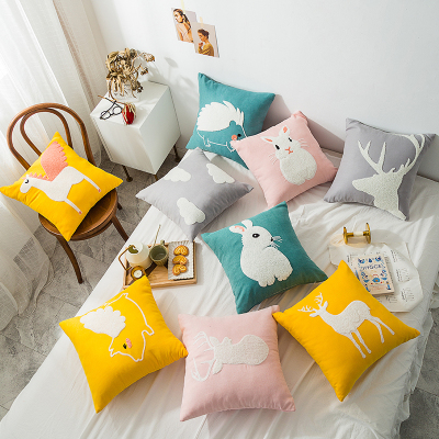 An Adorable animal embroidery cartoon pillow designs a cushion of children wave window cushion candy color does not 