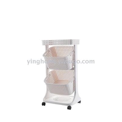 A245 removable multi-layer wheeled shelving rack household kitchen plastic storage basket large toy shelving basket