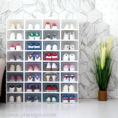 Thickened shoebox receiving box transparent shoes cabinet artifact shoe drawer type fitting box plastic easy to put shoes