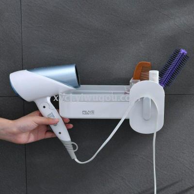 Hole-free, traceless, wall-mounted hair dryer rack