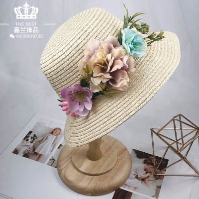 Jialan New Summer Children's Woven Straw Hat Simple Garland Accessories Outdoor Sun Hat Seaside Photograph Beach Hat