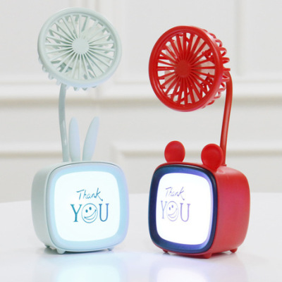 Student New Exotic TV Children Desktop Folding Fan Strong Wind Mute Cartoon Mini Light Fan