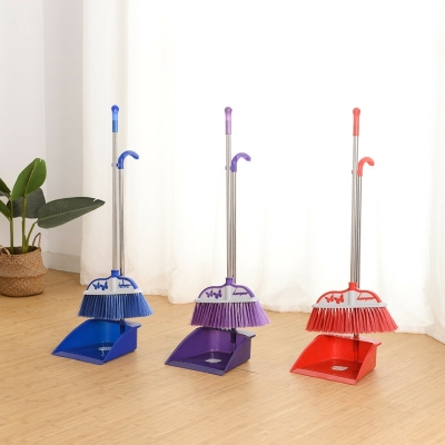 High-end soft hair broom single broom sweeping pan household artefact lazy combination of plastic broom set