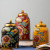 Handicrafts village painted auspicious flowers ceramic round tip cover altar to receive storage jar household ornaments