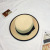 Spring and summer Korean version of small hat children retro straw hat bowknot white flat top sun protection beach hat tide