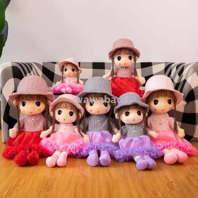 Plush toy cutie fel large imitation Anna doll wearing cap flower dress girl baby toy gift