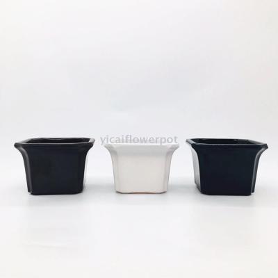 F108 four-angle square plastic flowerpot imitated porcelain flowerpot