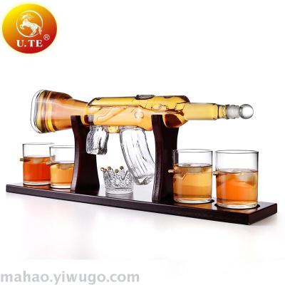 Glass craft bottle submachine gun whisky wine wine memory decanter set