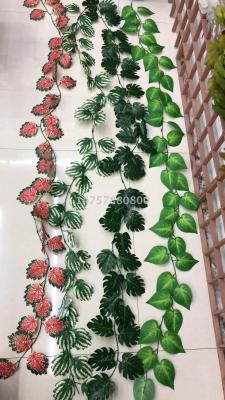 Small turtle back leaf rattan small watermelon leaf hanging vine ground melon leaf green luo wall hanging simulatedplant