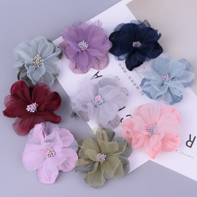 Wholesale Korean version of women's corsage diy women's shoes headwear flower accessories clothing decoration yarn flower manufacturers direct sales