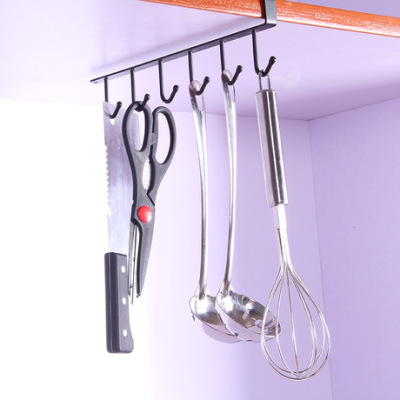 Cupboard traceless hook kitchen six nell-free storage rack creative metal tieyi kitchenware shelf