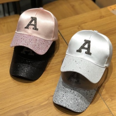 Spring and summer water diamond letters trendsetter sequinned cap children all-in-one parent-child baseball cap outdoor sun hat