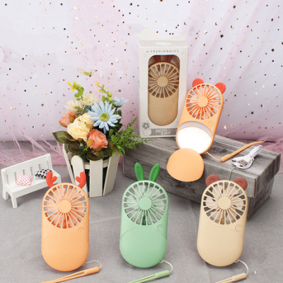 Beauty Mirror Little Fan USB Charging with Light Girls Shopping Travel Portable Portable Students Cute Deer
