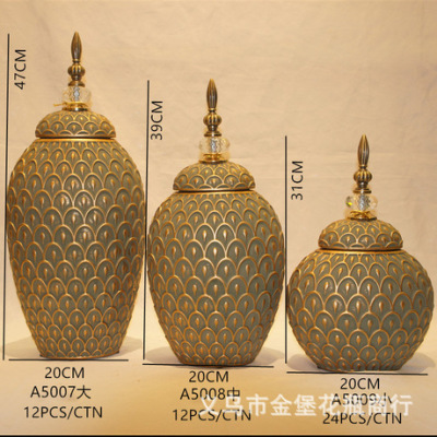 Living Room Entrance Table Decoration Creative Ceramic Vase Light Luxury Neo Chinese Style Ornaments Vase Ornaments Vase Decoration