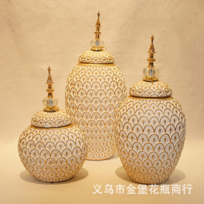 Living Room Entrance Desk Creative Ceramic Vase Light Luxury Neo Chinese Style Ornaments Vase Ornaments Vase Decoration