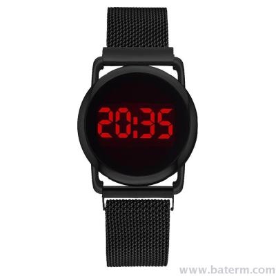 Fashionable hot sport round magnetic absorbing watch strap led watch students watch