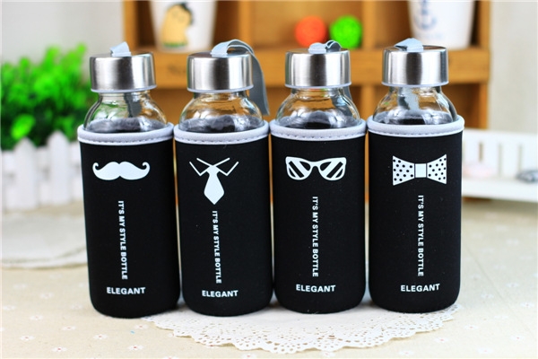 时尚便携玻璃杯布套玻璃杯男女学生情侣水杯防烫防摔支持定制logo