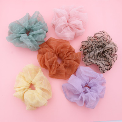 Oversized bright organza large intestine ring hair ring south Korean girls web celebrity new style head ring fashion wide edge hair accessories
