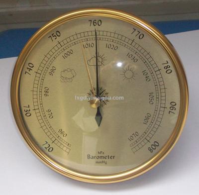 B9392 Barometer, Aneroid Barometer, Rain Watch, Large Barometer Gold Alloy Aluminum Outer Ring