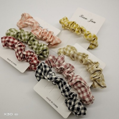 Small Plaid Large Intestine Hair Ring Girl Fabric Hair Rope Fresh Online Influencer Headdress Korean Style Children's Hair Accessories Wholesale