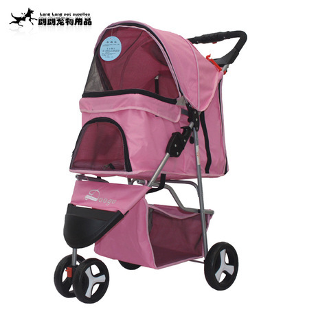 Pet Outing Dog Three-Wheeled Cart Folding Removable and Washable Split Car Bag Teddy Kennel Double-Layer Trolley 