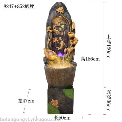 The fish play lotus leaves between the water jet spring home decoration fengshui fortune resin decorations