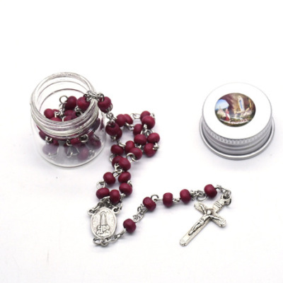4 x 5mm set of rose-beads rosary necklace crucifix necklace Madonna of Fatima religious gift giveaway