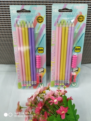 Stationery Set Pencil Combination HB Hexagonal Rod Macaron Student Writing Stationery Office Supplies Gift